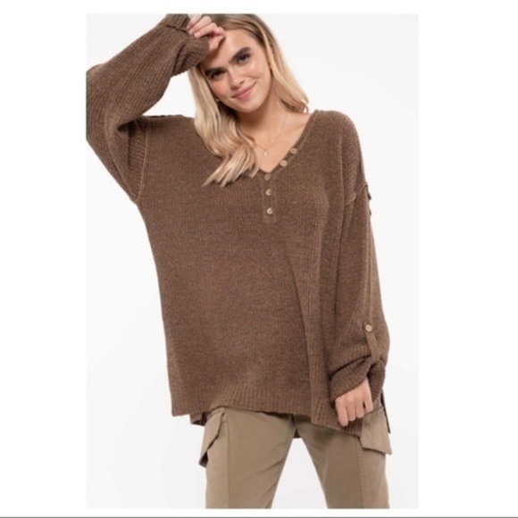 MOCHA JAVA Henley Sweater - Picture 3 of 9